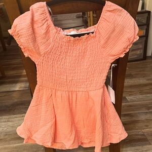 btween Coral Smocked Kids Blouse